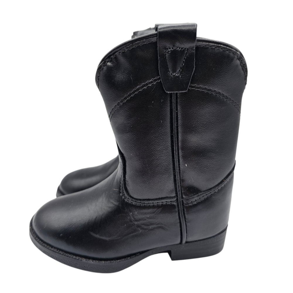 Laredo Kids Leather Cowboy Western Boots Toddler Size 5 Black